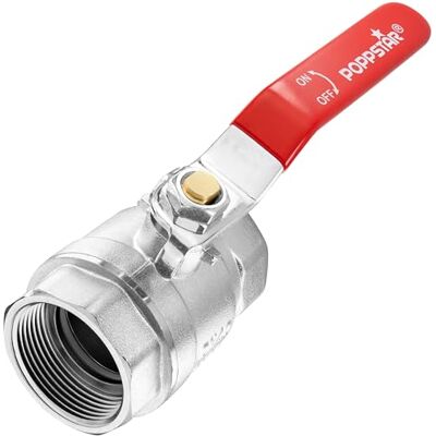 POPPSTAR Vanne à sphère, 1 1/2" Filetage intérieur/intérieur (44,85mm / 44,85mm), DN40, Laiton, passage intégral, levier - Publicité POPPSTAR Vanne à sphère, 1 1/2" Filetage intérieur/intérieur (44,85mm / 44,85mm), DN40, Laiton, passage intégral, levier - Publicité
