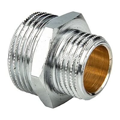 tecuro Raccord de réduction mamelon double filetage extérieur en laiton chromé 3/8 "x 1/2" filetage extérieur - Publicité tecuro Raccord de réduction mamelon double filetage extérieur en laiton chromé 3/8 "x 1/2" filetage extérieur - Publicité