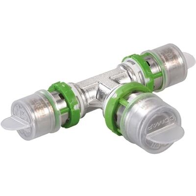 Comap Té réduit métallique à sertir pour tubes multicouche 20x2-16x2-20x2 Raccords MultiSkin 7130RW201620 - Publicité Comap Té réduit métallique à sertir pour tubes multicouche 20x2-16x2-20x2 Raccords MultiSkin 7130RW201620 - Publicité