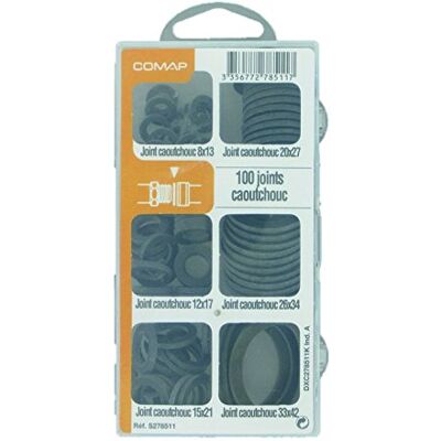 Comap Coffret de 100 joints caoutchouc pour sanitaire - Publicité Comap Coffret de 100 joints caoutchouc pour sanitaire - Publicité
