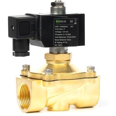 U.S. Solid Électrovanne laiton G 1" 12 V CC normalement ouvert 10 bar Solénoïde Valve d'eau électrique pour eau, air, diesel, kérosène et essence - Publicité U.S. Solid Électrovanne laiton G 1" 12 V CC normalement ouvert 10 bar Solénoïde Valve d'eau électrique pour eau, air, diesel, kérosène et essence - Publicité