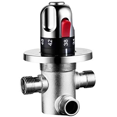 CIENCIA G1/2" Robinet mélangeur thermostatique en laiton robinet mélangeur eau chaude 3 voies vanne de commutation pour douche, chrome CTM505 - Publicité CIENCIA G1/2" Robinet mélangeur thermostatique en laiton robinet mélangeur eau chaude 3 voies vanne de commutation pour douche, chrome CTM505 - Publicité