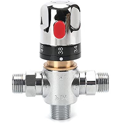 TreMax Robinet mitigeur thermostatique, robinet mélangeur d'eau chaude et d'eau froide avec connecteur G 1/2", graduation en centidrage, laiton massif - Publicité TreMax Robinet mitigeur thermostatique, robinet mélangeur d'eau chaude et d'eau froide avec connecteur G 1/2", graduation en centidrage, laiton massif - Publicité