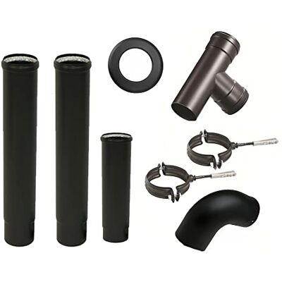 MBM poêle à pellets tubes Kit 80 mm. en tube d'acier laqué noir résistant CE 600 ° Fait dans la cheminée en porcelaine Italie. Publicité MBM poêle à pellets tubes Kit 80 mm. en tube d'acier laqué noir résistant CE 600 ° Fait dans la cheminée en porcelaine Italie. Publicité