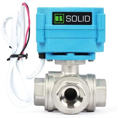 U.S. Solid Vanne 3 voies motorisée acier inoxydabl – 1/2", 9–24 V AC/DC, type T, électrique de zone avec fonction manuelle, robinet d'arrêt d'eau, port standard - Publicité U.S. Solid Vanne 3 voies motorisée acier inoxydabl – 1/2", 9–24 V AC/DC, type T, électrique de zone avec fonction manuelle, robinet d'arrêt d'eau, port standard - Publicité