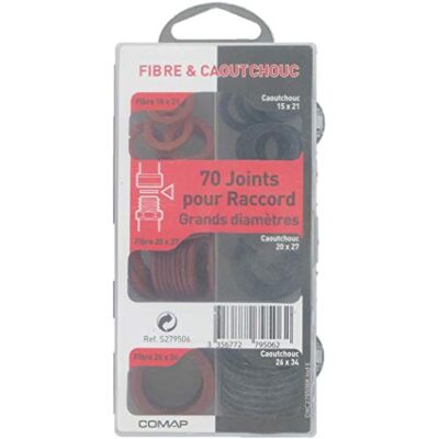 Ensemble de 70 joints en fibre et caoutchouc COMAP - Raccord - Publicité Ensemble de 70 joints en fibre et caoutchouc COMAP - Raccord - Publicité