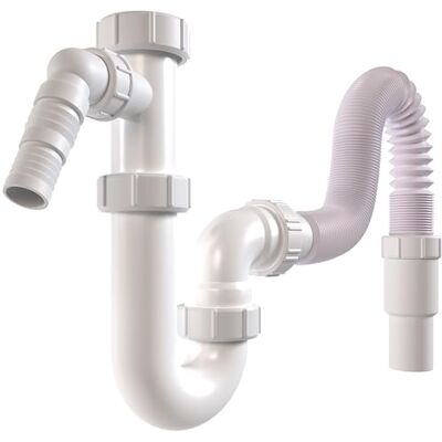 POPPSTAR Siphon flexible pour évier de cuisine/bac d’évier 1 1/2" x 40-50 mm (forme U, tuyau d’évacuation 320-880 mm, 1x raccord appareil : Ø 19-23 mm, longueur 85 mm), blanc - Publicité POPPSTAR Siphon flexible pour évier de cuisine/bac d’évier 1 1/2" x 40-50 mm (forme U, tuyau d’évacuation 320-880 mm, 1x raccord appareil : Ø 19-23 mm, longueur 85 mm), blanc - Publicité