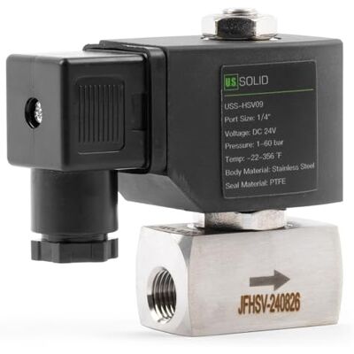 U.S. Solid Électrovanne haute pression 1/4" 60 bar – 24 V CC Acier inoxydable, –30°C à 180°C, normalement fermé pour hautes températures - Publicité U.S. Solid Électrovanne haute pression 1/4" 60 bar – 24 V CC Acier inoxydable, –30°C à 180°C, normalement fermé pour hautes températures - Publicité