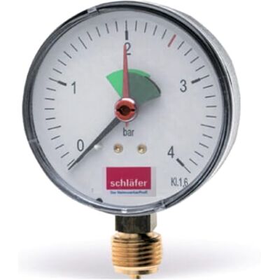 Schläfer 0930161 Manomètre Vertical de chauffage Ø 63 mm Connexion radial 3/8" Échelle 0-4 bar Aiguille rouge réglable avec zone verte Précision classe 2,5 Zone verte 1,5-2,5 bar. Publicité Schläfer 0930161 Manomètre Vertical de chauffage Ø 63 mm Connexion radial 3/8" Échelle 0-4 bar Aiguille rouge réglable avec zone verte Précision classe 2,5 Zone verte 1,5-2,5 bar. Publicité