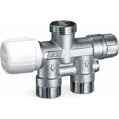 FAR 1431 Vanne thermostatique droite simple tube double sans robinet et bouchon - Publicité FAR 1431 Vanne thermostatique droite simple tube double sans robinet et bouchon - Publicité