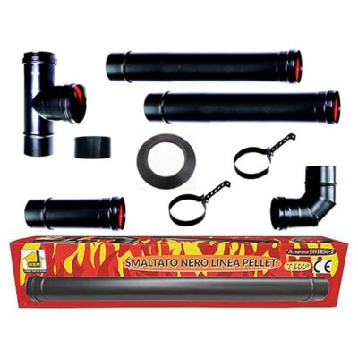 MBM poêle à pellets tubes Kit 80 mm. en tube d'acier laqué noir résistant CE 600 ° Fait dans la cheminée en porcelaine Italie. Publicité MBM poêle à pellets tubes Kit 80 mm. en tube d'acier laqué noir résistant CE 600 ° Fait dans la cheminée en porcelaine Italie. Publicité