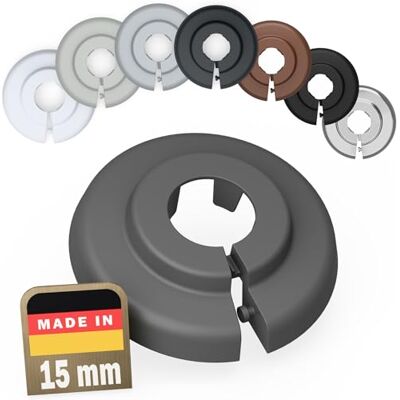 FUX 6 Pcs Cache Tuyau Rosace Radiateur 15mm Gris Rosace pour Coffrage PVC - Publicité FUX 6 Pcs Cache Tuyau Rosace Radiateur 15mm Gris Rosace pour Coffrage PVC - Publicité