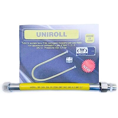 MBM tuyau de gaz flexible 0,5 mt 1/2" acier MF conformément à la norme EN 15266 pour UNIROLL Table de cuisson/de cuisine - Publicité MBM tuyau de gaz flexible 0,5 mt 1/2" acier MF conformément à la norme EN 15266 pour UNIROLL Table de cuisson/de cuisine - Publicité