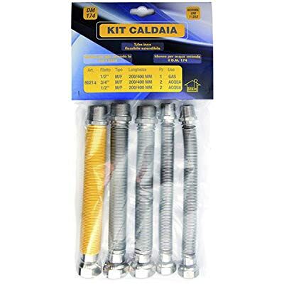 MBM Kit de chaudière extensible. tuyau de gaz flexible et gaz à l'eau en acier inoxydable de 1/2 "M/F UNI 11353 2x1 / 2" M/F 2x3 / 4" M/F eau DM 174 - Publicité MBM Kit de chaudière extensible. tuyau de gaz flexible et gaz à l'eau en acier inoxydable de 1/2 "M/F UNI 11353 2x1 / 2" M/F 2x3 / 4" M/F eau DM 174 - Publicité