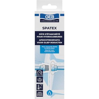 GEB Spatex Pâte d'étanchéité pour hydrocarbures. Joints plats/raccords filetés Tube 125 ml - Publicité GEB Spatex Pâte d'étanchéité pour hydrocarbures. Joints plats/raccords filetés Tube 125 ml - Publicité