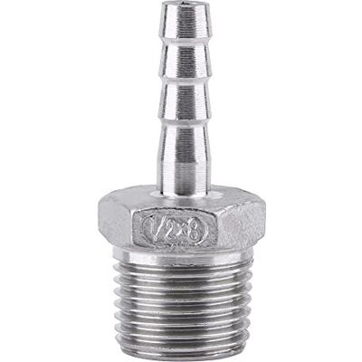 Walfront Raccord de tuyau BSP filetage mâle à barbe acier inoxydable SS304 (1/2"x8mm) - Publicité Walfront Raccord de tuyau BSP filetage mâle à barbe acier inoxydable SS304 (1/2"x8mm) - Publicité