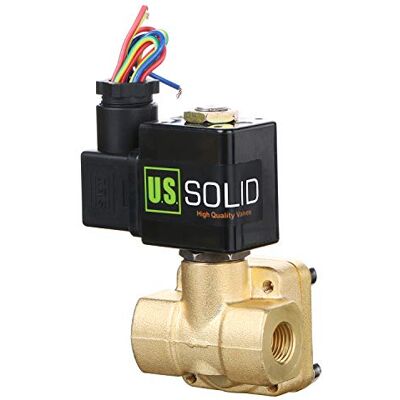 U.S. Solid Électrovanne laiton 1/4" – 220 V AC, 16 bar, normalement fermée (NC), pour eau, air, huile, joint VITON, installation verticale ou horizontale - Publicité U.S. Solid Électrovanne laiton 1/4" – 220 V AC, 16 bar, normalement fermée (NC), pour eau, air, huile, joint VITON, installation verticale ou horizontale - Publicité