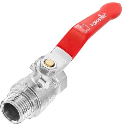 POPPSTAR Vanne à sphère, 1/2" Filetage intérieur/extérieur (18,64mm / 20,95mm), DN15, Laiton, passage intégral, levier - Publicité POPPSTAR Vanne à sphère, 1/2" Filetage intérieur/extérieur (18,64mm / 20,95mm), DN15, Laiton, passage intégral, levier - Publicité