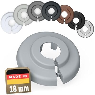 FUX 6 Pcs Cache Tuyau Rosace Radiateur 18mm Gris Rosace pour Coffrage PVC - Publicité FUX 6 Pcs Cache Tuyau Rosace Radiateur 18mm Gris Rosace pour Coffrage PVC - Publicité