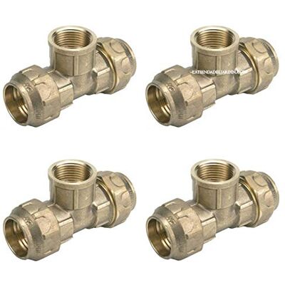 SUINGA Pack 4 Té femelle laiton 25mm x 3/4" - Accessoire plomberie - Publicité SUINGA Pack 4 Té femelle laiton 25mm x 3/4" - Accessoire plomberie - Publicité