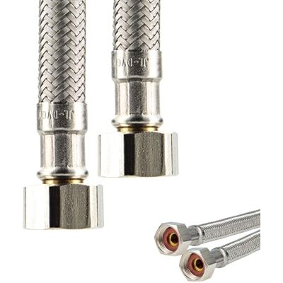 tecuro ' sanitaire Connexion Tuyau de raccordement tuyau rallonge 3/8 "écrou-raccord x 3/8 avec écrou – Longueur 200 mm - Publicité tecuro ' sanitaire Connexion Tuyau de raccordement tuyau rallonge 3/8 "écrou-raccord x 3/8 avec écrou – Longueur 200 mm - Publicité