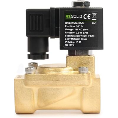 U.S. Solid Électrovanne en laiton 3/8" 24 V AC, 0,3-16 bar, normalement fermée, joint viton, filetage G pilotée - Publicité U.S. Solid Électrovanne en laiton 3/8" 24 V AC, 0,3-16 bar, normalement fermée, joint viton, filetage G pilotée - Publicité