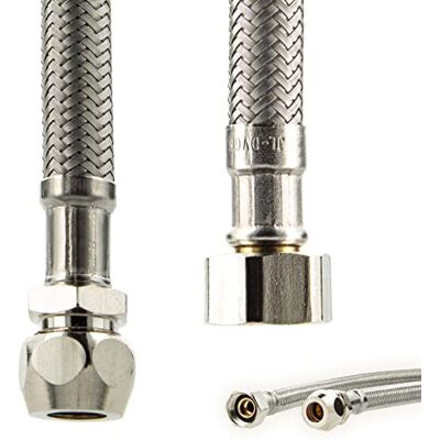 tecuro 'Tuyau de raccordement flexible de raccordement pour sanitaire Rallonge – 3/8 "écrou-raccord x Ø 10 mm Raccord à compression avec 3/8 filetage extérieur – Longueur 300 mm - Publicité tecuro 'Tuyau de raccordement flexible de raccordement pour sanitaire Rallonge – 3/8 "écrou-raccord x Ø 10 mm Raccord à compression avec 3/8 filetage extérieur – Longueur 300 mm - Publicité