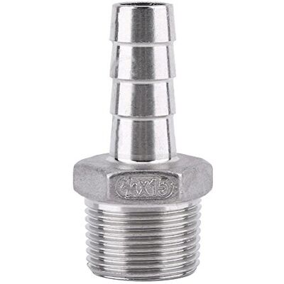 Walfront Raccord de Tuyau de Filetage Mâle Raccord de Queue de Tuyau de Barb BSP Acier Inoxydable SS304 (3/4"x15mm) - Publicité Walfront Raccord de Tuyau de Filetage Mâle Raccord de Queue de Tuyau de Barb BSP Acier Inoxydable SS304 (3/4"x15mm) - Publicité