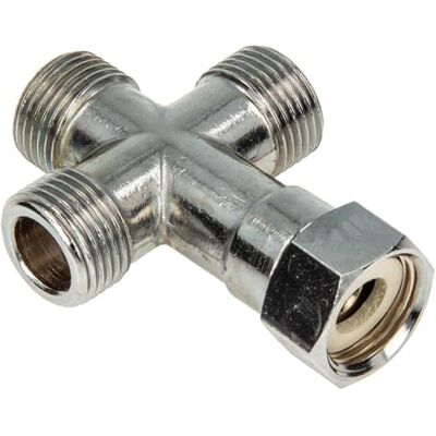 tecuro Raccord en T en forme de croix 3/8" Répartiteur de dérivation pour valves d'angle MS chromé Avec joint - Publicité tecuro Raccord en T en forme de croix 3/8" Répartiteur de dérivation pour valves d'angle MS chromé Avec joint - Publicité