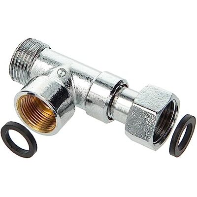 tecuro Répartiteur de dérivation en T Pour vanne d'angle G 3/8 ÜWM x 3/8 AG x M15 x1 IG Laiton Chromé 4699917 - Publicité tecuro Répartiteur de dérivation en T Pour vanne d'angle G 3/8 ÜWM x 3/8 AG x M15 x1 IG Laiton Chromé 4699917 - Publicité