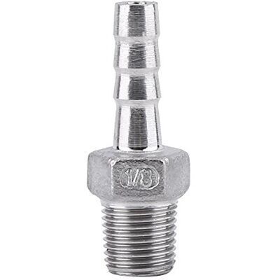 Walfront Raccord de Tuyau de Filetage Mâle Raccord de Queue de Tuyau de Barb BSP Acier Inoxydable SS304 (1/8"x6mm) - Publicité Walfront Raccord de Tuyau de Filetage Mâle Raccord de Queue de Tuyau de Barb BSP Acier Inoxydable SS304 (1/8"x6mm) - Publicité