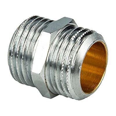 tecuro Raccord double, filetage extérieur G 1/2" (DN 15), en laiton chromé brillant - Publicité tecuro Raccord double, filetage extérieur G 1/2" (DN 15), en laiton chromé brillant - Publicité