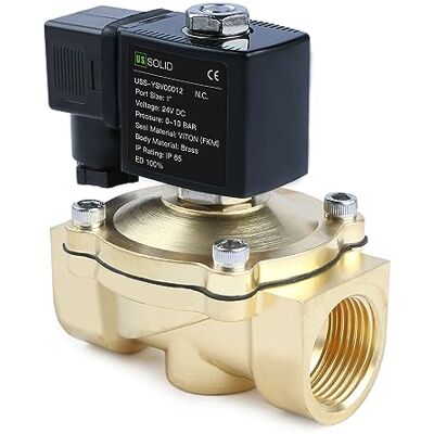 U.S. Solid Électrovanne laiton G 1" 24 V CC normalement fermée 10 bar Valve à eau électrique pour eau, air, diesel, kérosène, essence - Publicité U.S. Solid Électrovanne laiton G 1" 24 V CC normalement fermée 10 bar Valve à eau électrique pour eau, air, diesel, kérosène, essence - Publicité
