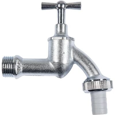 Schläfer 433603 Robinet avec raccord de tuyau (G 3/4 Pouce) 19mm, Grue d'eau chromée satiné pour l'intérieur et à l'extérieur, Robinet d'eau en Laiton chromé mat, Robinet Exterieur Jardin 3/4. Publicité Schläfer 433603 Robinet avec raccord de tuyau (G 3/4 Pouce) 19mm, Grue d'eau chromée satiné pour l'intérieur et à l'extérieur, Robinet d'eau en Laiton chromé mat, Robinet Exterieur Jardin 3/4. Publicité