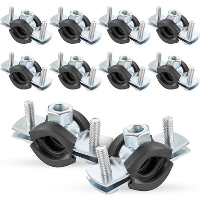 POPPSTAR collier de serrage tuyau, lot de 10 colliers de fixation à vis pour tube (plage de serrage 15-19 mm, 3/8") avec goujons M8x90 et chevilles, acier W1 galvanisé - Publicité POPPSTAR collier de serrage tuyau, lot de 10 colliers de fixation à vis pour tube (plage de serrage 15-19 mm, 3/8") avec goujons M8x90 et chevilles, acier W1 galvanisé - Publicité