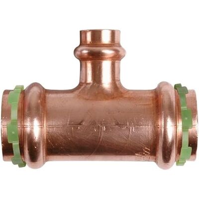 Comap Raccord cuivre en T réduit à sertir Femelle Ø 22-14 22 mm Aalberts Integrated Piping Systems - Publicité Comap Raccord cuivre en T réduit à sertir Femelle Ø 22-14 22 mm Aalberts Integrated Piping Systems - Publicité