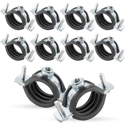 POPPSTAR collier de serrage tuyau, lot de 10 colliers de fixation à vis pour tube (plage de serrage 32-35 mm, 1") avec goujons M8x90 et chevilles, acier W1 galvanisé - Publicité POPPSTAR collier de serrage tuyau, lot de 10 colliers de fixation à vis pour tube (plage de serrage 32-35 mm, 1") avec goujons M8x90 et chevilles, acier W1 galvanisé - Publicité