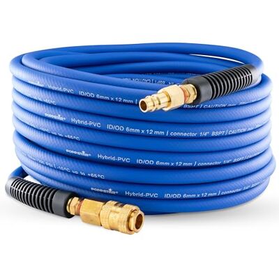 POPPSTAR Tuyau à Air Comprimé PVC Hybride 30m, Diamètre Intérieur 6mm, Raccord Rapide en Laiton 1/4", 20 bar, Bleu - Publicité POPPSTAR Tuyau à Air Comprimé PVC Hybride 30m, Diamètre Intérieur 6mm, Raccord Rapide en Laiton 1/4", 20 bar, Bleu - Publicité