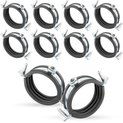 POPPSTAR collier de serrage tuyau, lot de 10 colliers de fixation à vis pour tube (plage de serrage 57-61 mm, 2") avec goujons M8x90 et chevilles, acier W1 galvanisé - Publicité POPPSTAR collier de serrage tuyau, lot de 10 colliers de fixation à vis pour tube (plage de serrage 57-61 mm, 2") avec goujons M8x90 et chevilles, acier W1 galvanisé - Publicité