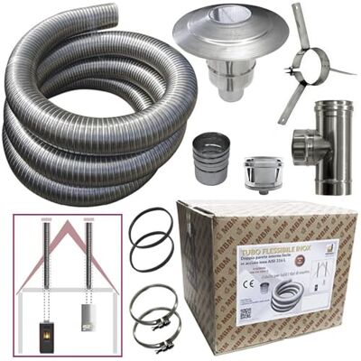 MBM Kit de tuyau en acier inoxydable 316 flexible 5 m, diamètre 80 mm intérieur lisse conforme à la norme CE EN 1856 2 pour cheminée - Publicité MBM Kit de tuyau en acier inoxydable 316 flexible 5 m, diamètre 80 mm intérieur lisse conforme à la norme CE EN 1856 2 pour cheminée - Publicité