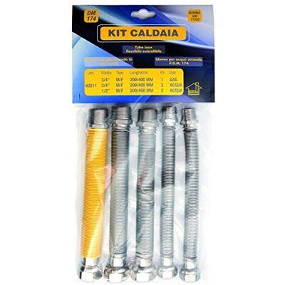 MBM Kit de tubes en acier inoxydable extensibles flexibles pour chaudière 200/400 gaz 3/4 "mf 2x1 / 2" mf 2x3 / 4" mf uni 11.353 eau DM 174 - Publicité MBM Kit de tubes en acier inoxydable extensibles flexibles pour chaudière 200/400 gaz 3/4 "mf 2x1 / 2" mf 2x3 / 4" mf uni 11.353 eau DM 174 - Publicité