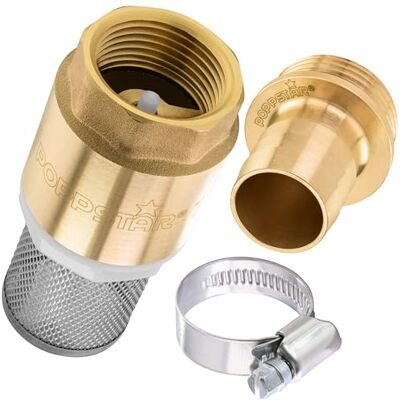 POPPSTAR crépine aspiration, set de filtre d'aspiration, soupape de pied avec clapet anti-retour 1" en laiton, crépine d'aspiration en acier inoxydable, douille et collier de serrage - Publicité POPPSTAR crépine aspiration, set de filtre d'aspiration, soupape de pied avec clapet anti-retour 1" en laiton, crépine d'aspiration en acier inoxydable, douille et collier de serrage - Publicité