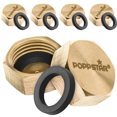 POPPSTAR Bouchon en Laiton 1/2 pouce filetage intérieur (BSP G 1/2" (18,6mm), jusqu'à 50 bar, hexagonal), 6 joints d'étanchéité (18,5mm), 6 pièces - Publicité POPPSTAR Bouchon en Laiton 1/2 pouce filetage intérieur (BSP G 1/2" (18,6mm), jusqu'à 50 bar, hexagonal), 6 joints d'étanchéité (18,5mm), 6 pièces - Publicité