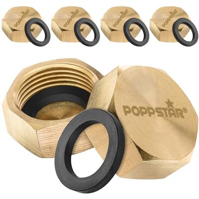 POPPSTAR Bouchon en Laiton 3/4 pouce filetage intérieur (BSP G 3/4" (24,1mm), jusqu'à 50 bar, hexagonal), 6 joints d'étanchéité (24,5mm), 6 pièces - Publicité POPPSTAR Bouchon en Laiton 3/4 pouce filetage intérieur (BSP G 3/4" (24,1mm), jusqu'à 50 bar, hexagonal), 6 joints d'étanchéité (24,5mm), 6 pièces - Publicité