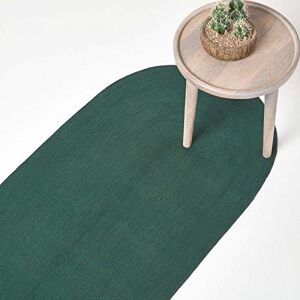 HOMESCAPES Tapis de Couloir Artisanal tissé à Plat en Coton Vert Anglais pour la Chambre ou Le Salon, 66 x 200 cm - Publicité HOMESCAPES Tapis de Couloir Artisanal tissé à Plat en Coton Vert Anglais pour la Chambre ou Le Salon, 66 x 200 cm - Publicité