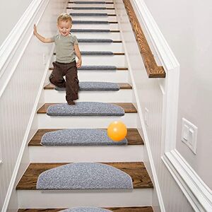 Qingbei - Rina - Gris - 22x65cm - Stair Treads Carpet - Publicité Qingbei - Rina - Gris - 22x65cm - Stair Treads Carpet - Publicité