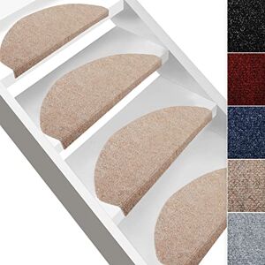 etm Marchettes d'escalier Autocollantes Tapis d'escalier antidérapant Tapis de marches en Fibres synthétiques Anti-allergiques 1 pièce nezs de Marche Demi-Lune Leipzig, 23x65 cm, Beige - Publicité etm Marchettes d'escalier Autocollantes Tapis d'escalier antidérapant Tapis de marches en Fibres synthétiques Anti-allergiques 1 pièce nezs de Marche Demi-Lune Leipzig, 23x65 cm, Beige - Publicité
