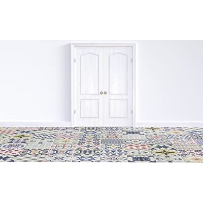 Tadi & Imperio 1979 Tapis en vinyle - Motif de carreaux hydrauliques - 140x200cm - Publicité Tadi & Imperio 1979 Tapis en vinyle - Motif de carreaux hydrauliques - 140x200cm - Publicité