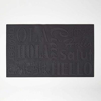 HOMESCAPES Paillasson en Caoutchouc extérieur « Hello » Noir et Gris, 75 x 45 cm - Publicité HOMESCAPES Paillasson en Caoutchouc extérieur « Hello » Noir et Gris, 75 x 45 cm - Publicité