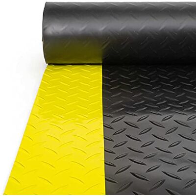 ANRO Tapis de sol avec bandes d'avertissement jaunes 3 mm En PVC antidérapant Noir 160 x 120 cm - Publicité ANRO Tapis de sol avec bandes d'avertissement jaunes 3 mm En PVC antidérapant Noir 160 x 120 cm - Publicité